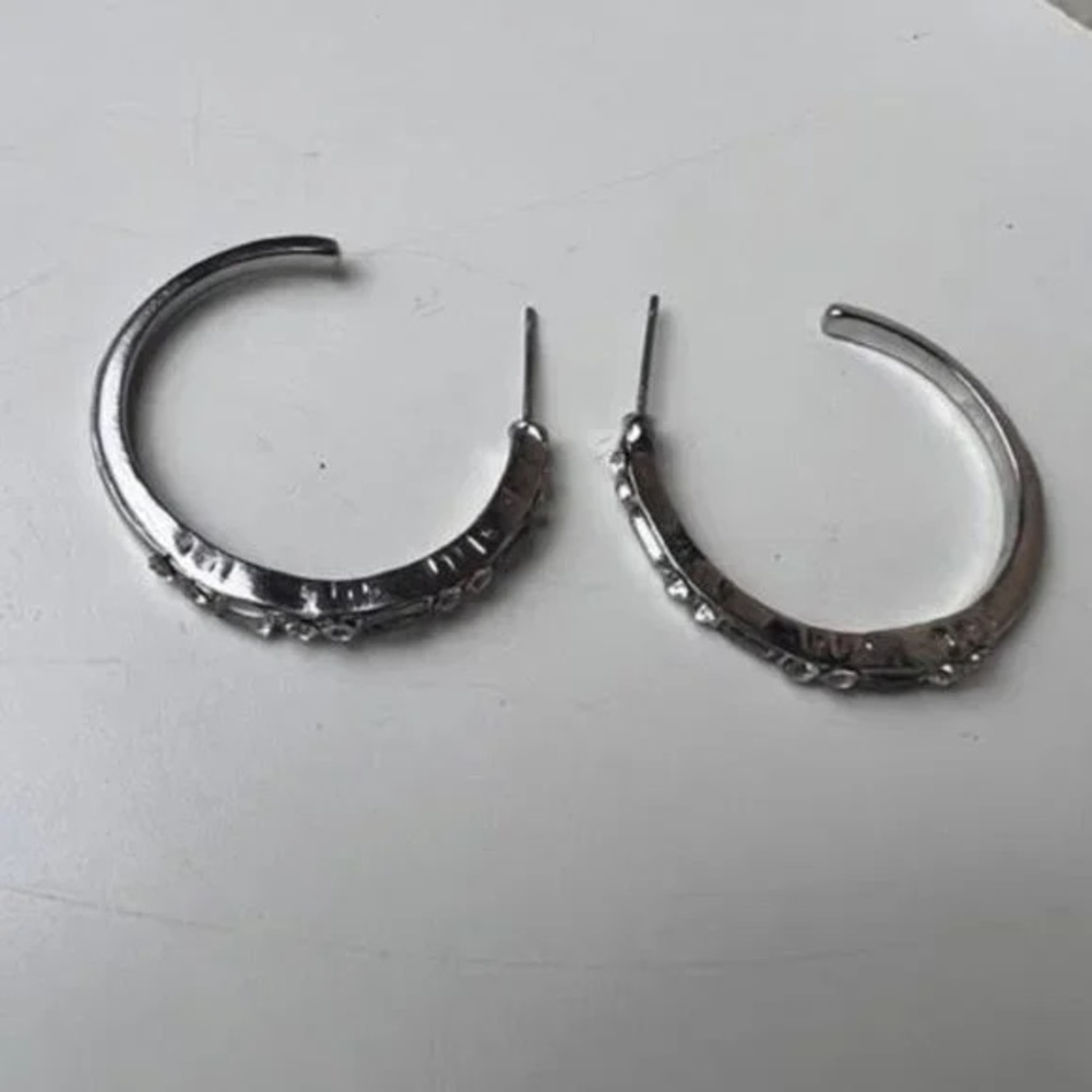 Small Rhinestone Hoop Earrings - Picture 4 of 5